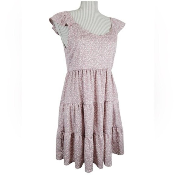 Monteau Los Angeles Scalloped Floral Dress | Pink & White | Size M | NWT - Picture 2 of 11